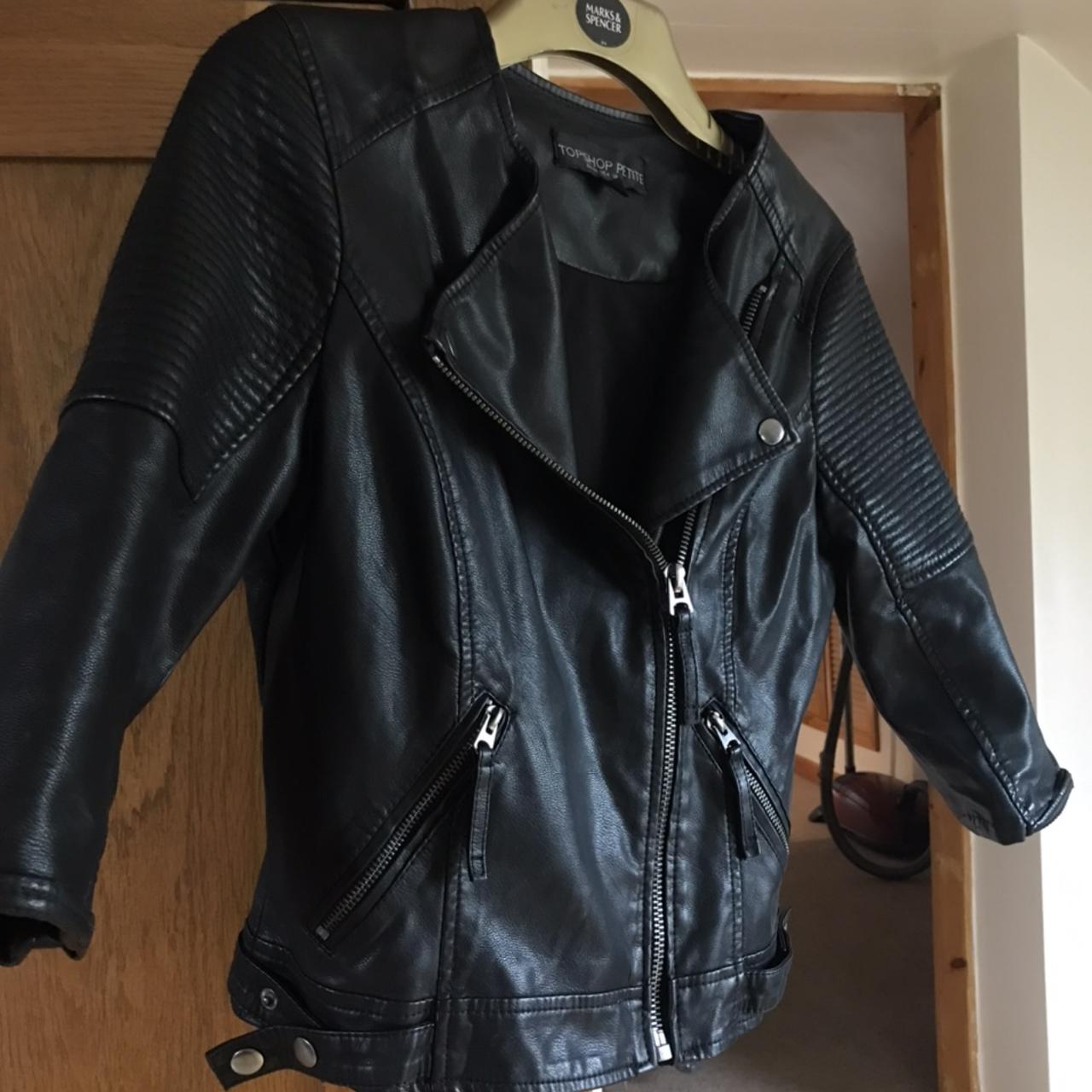 Topshop petite leather on sale jacket