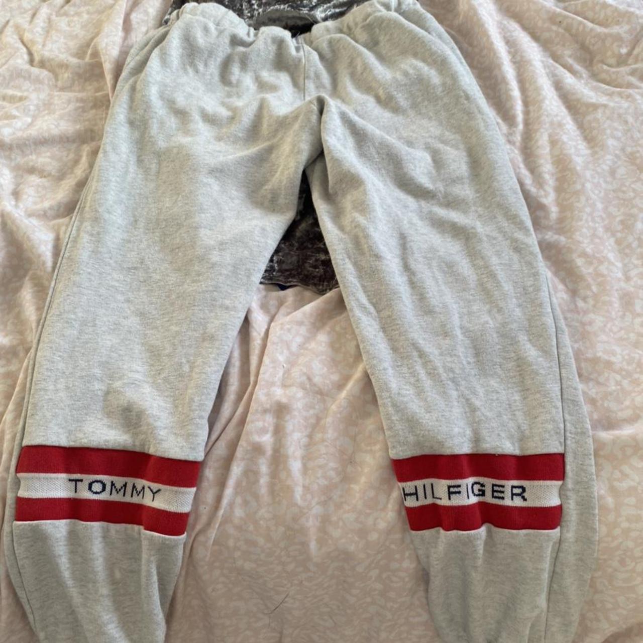 Tommy Hilfiger Women's Grey and Red Joggers-tracksuits | Depop