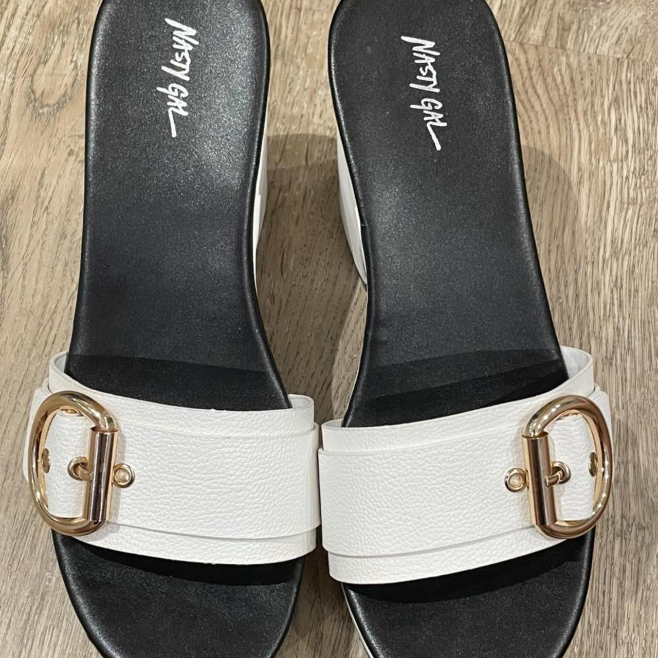 Nasty Gal Women's White Sandals | Depop