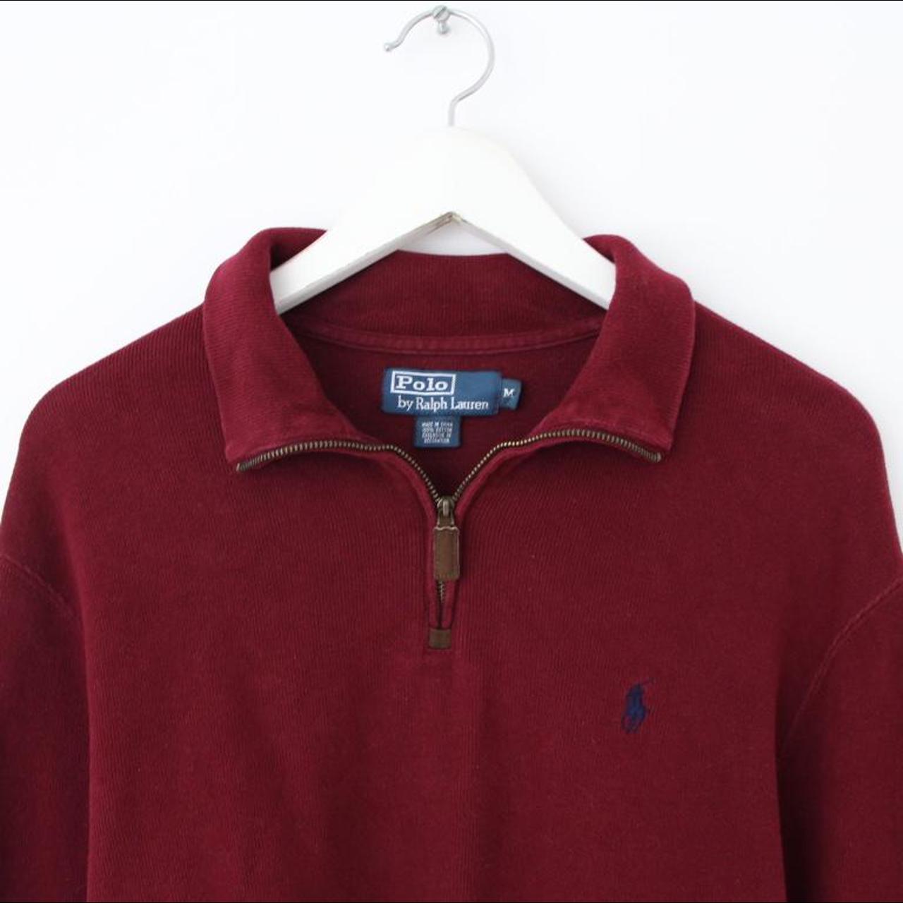 Burgundy red Ralph Lauren quarter zip sweatshirt... - Depop