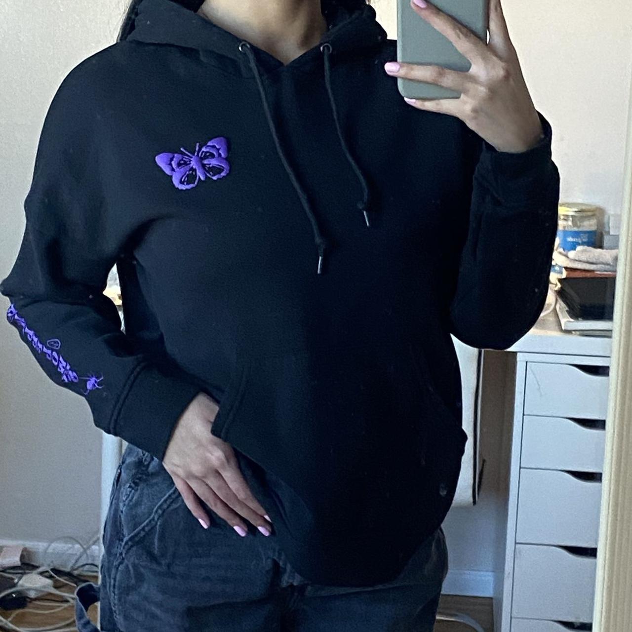 empyre black pullover hoodie with purple design size... Depop
