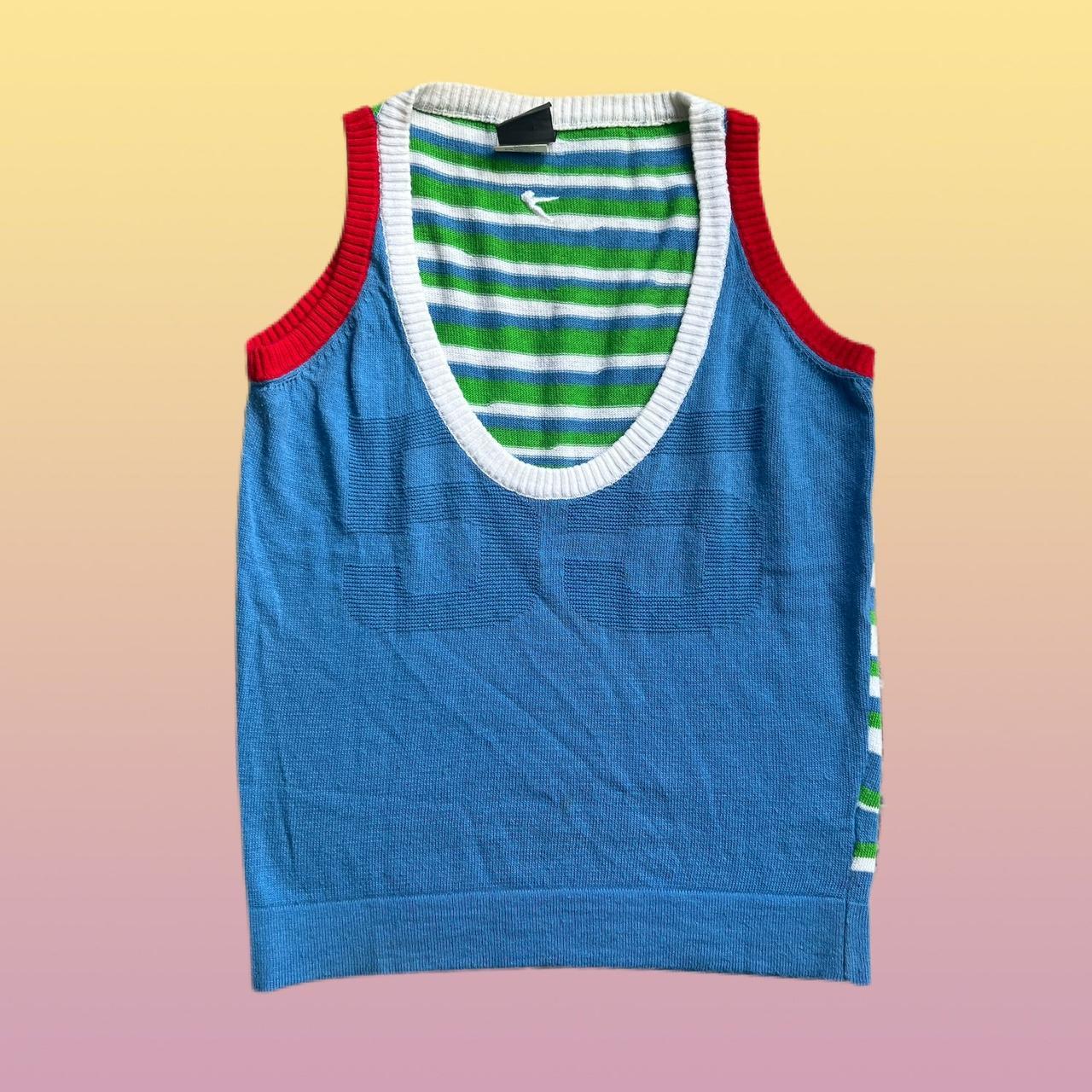 Diesel vintage 90s knit 55 ringer color block green...