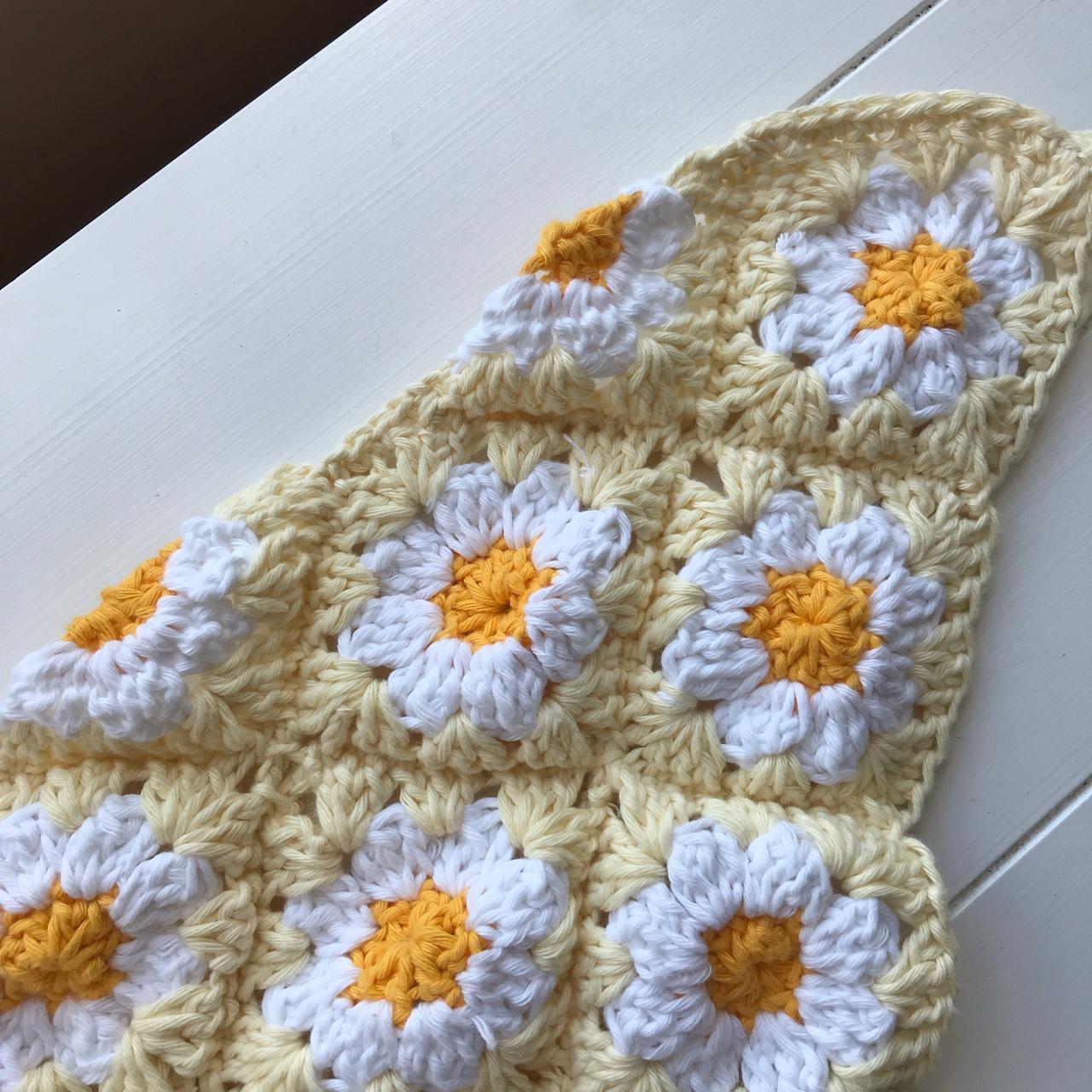 💛 Crochet orange and yellow daisy - pastel yellow... - Depop