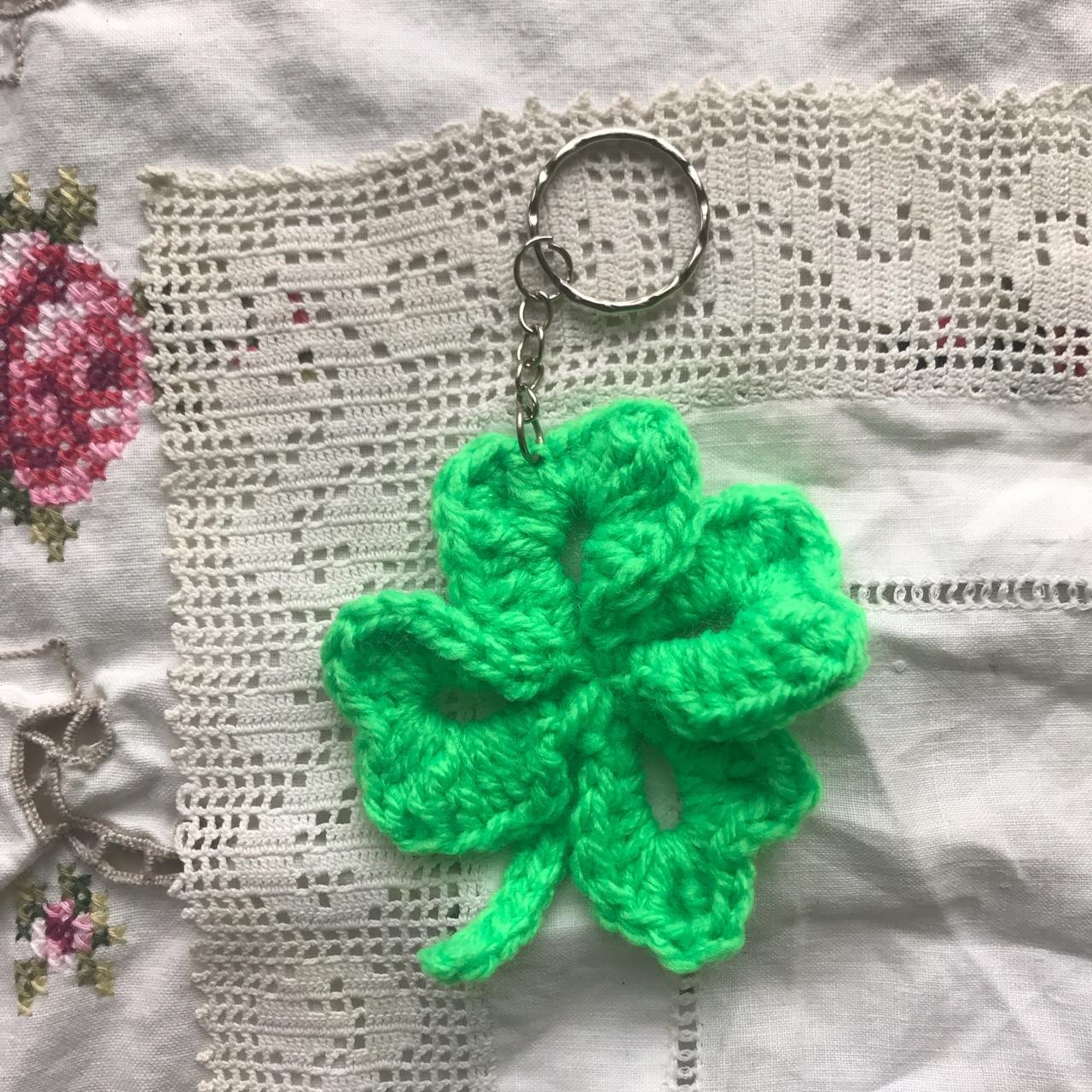 Crochet Four Leaf Clover Keychain