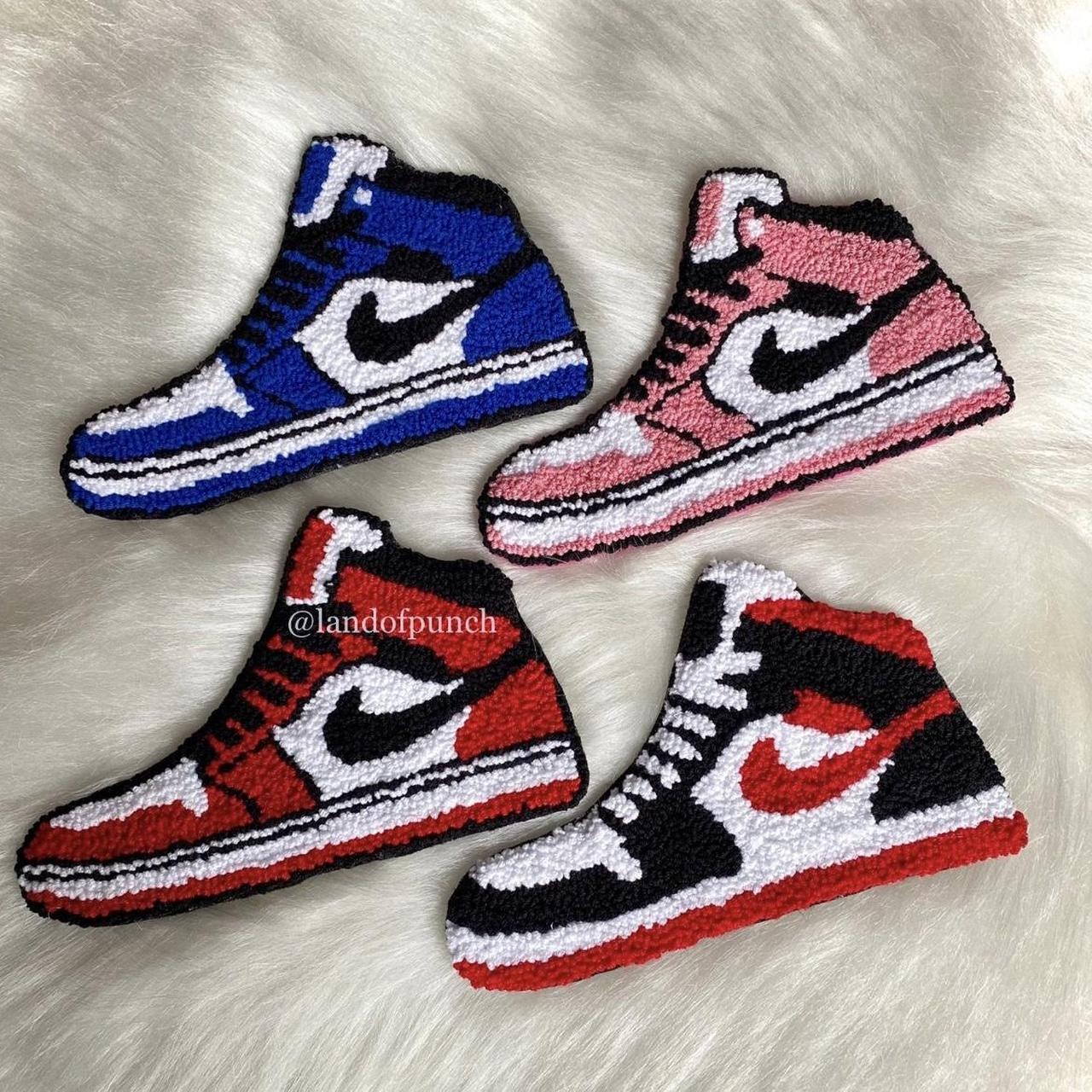 Nike Jordan 1 Black Blue Red Organic Carpet Wall Rug... - Depop