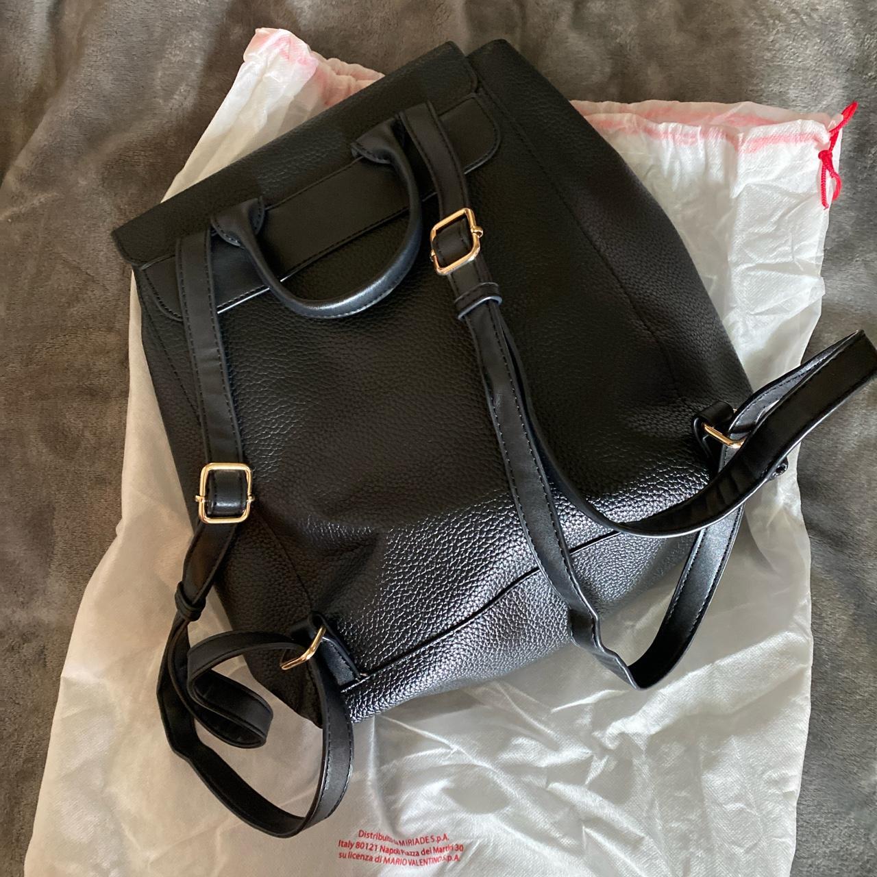 Black grain leather Valentino backpack with... - Depop