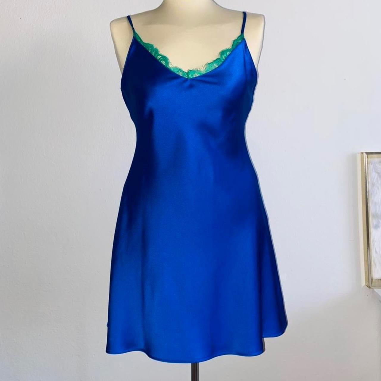 Zara Blue Satin Dress Only Worn Once In Perfect Depop