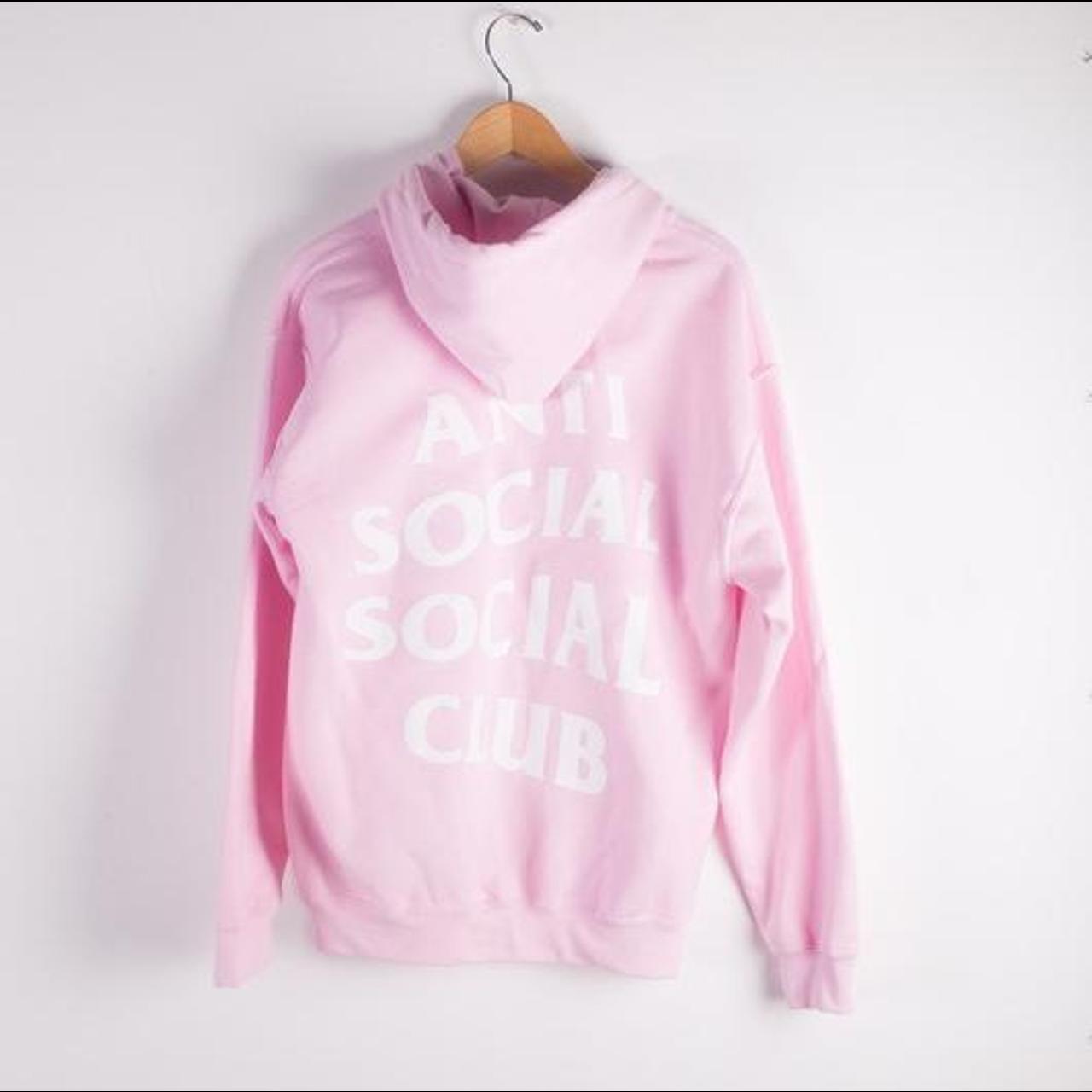 pink anti-social social club hoodie ♡ ∙ used, no... - Depop