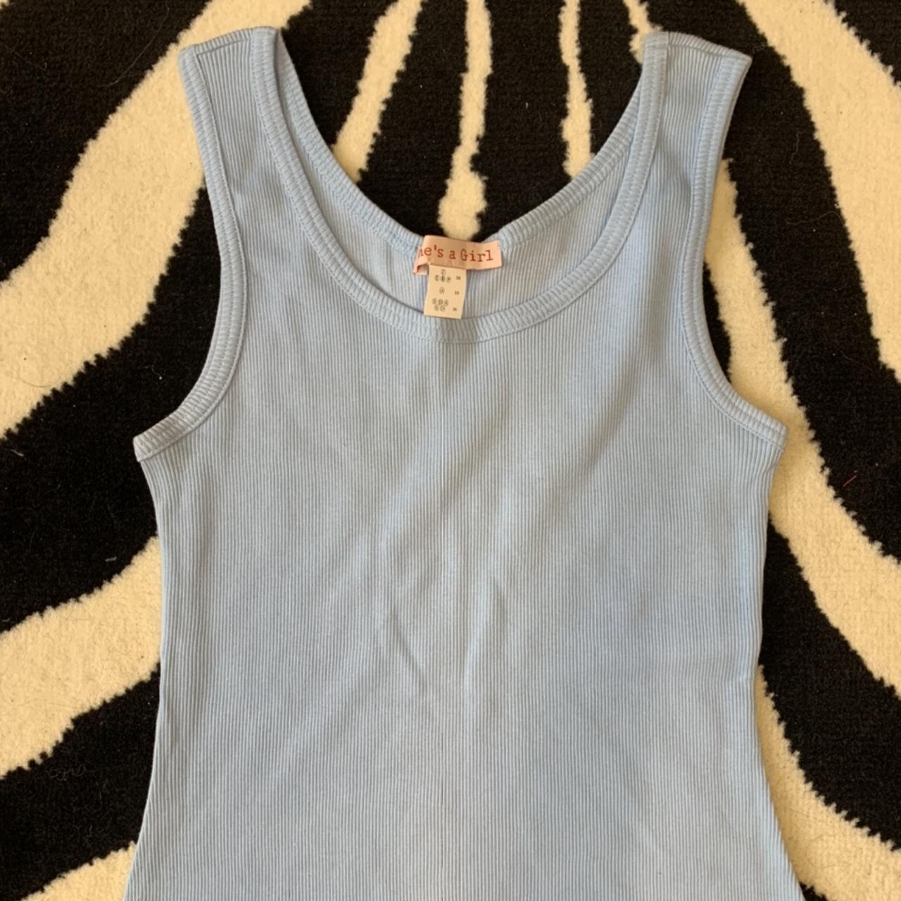 Super cute ribbed baby blue dress, perfect for... - Depop