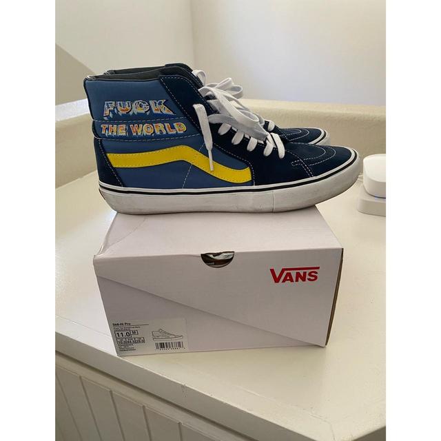 SUPREME Vans Sk8-hi Fuck the world. Mens 11. Worn a... - Depop