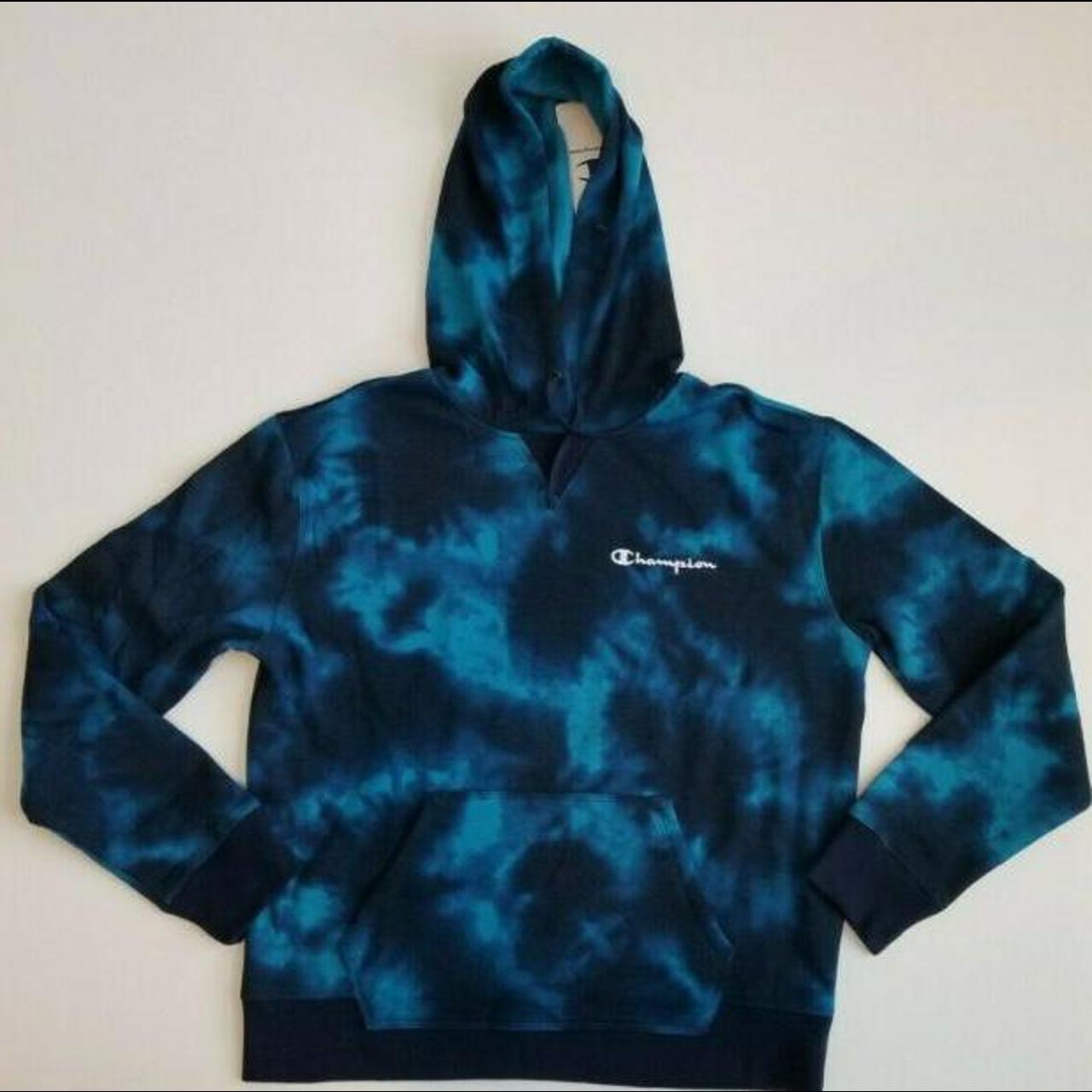 tie dye champion hoodie blue