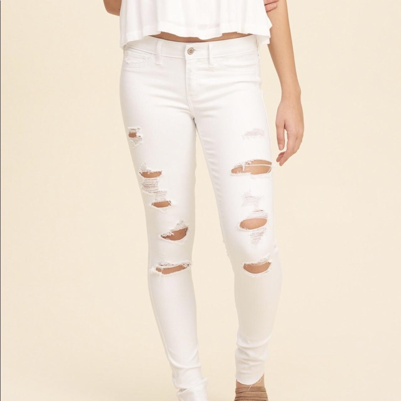 hollister white ripped jeans womens