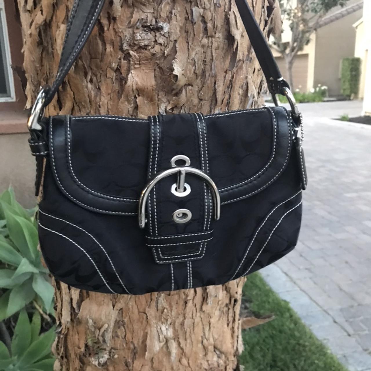 Coach Black Leather Trim Soho Jacquard Hobo Depop