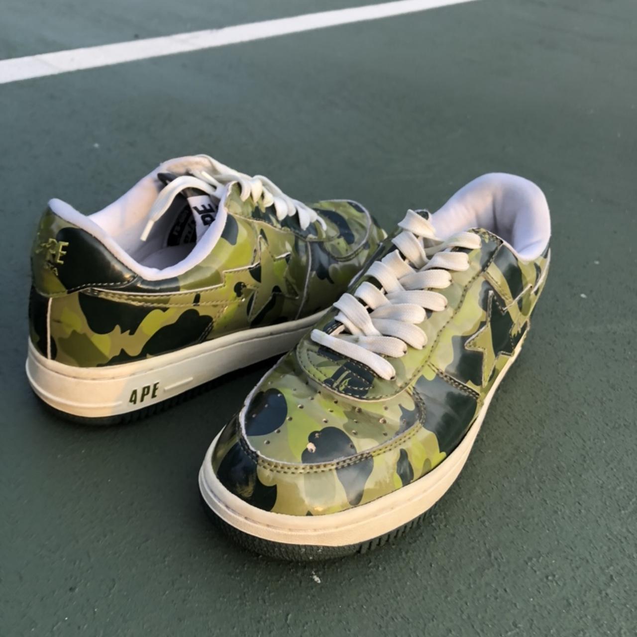 Bape green clearance camo shoes