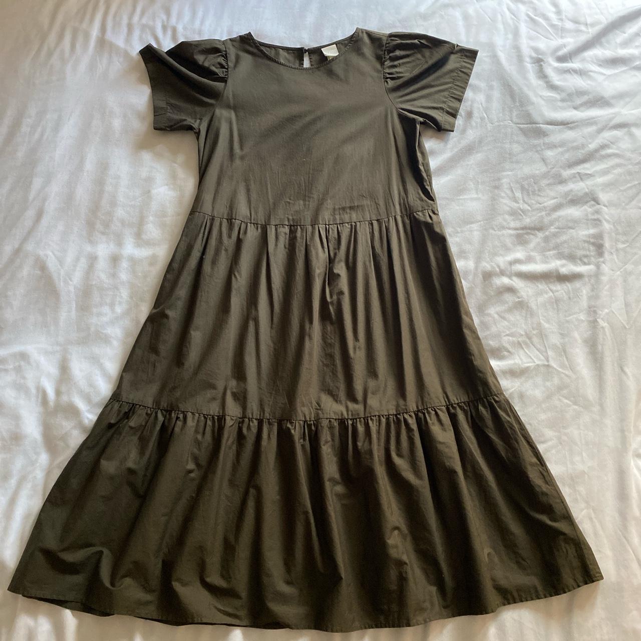 H&M Khaki Midi Dress Perfect condition, never... - Depop