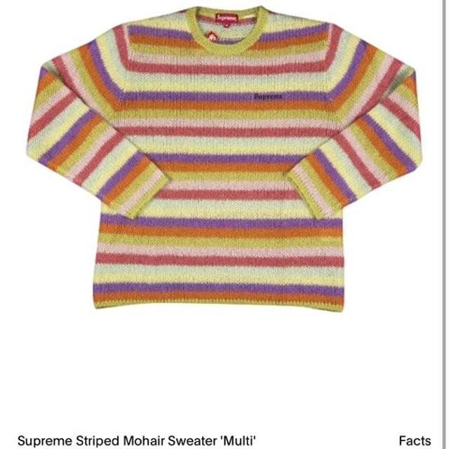 SUPREME STRIPED MOHAIR SWEATER - Authentic... - Depop