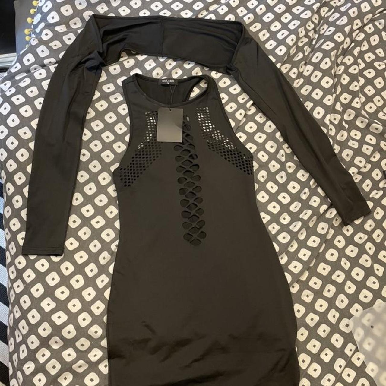 2 in 1 cut out black mini dress with removable... - Depop