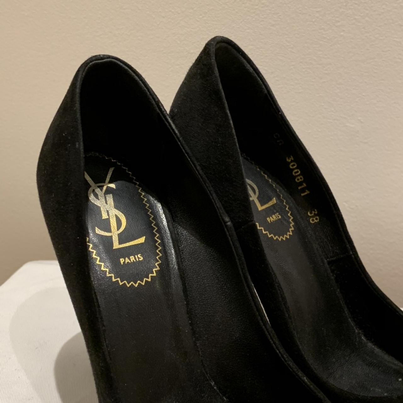 Black suede with gold tip YSL shoes. Such a | Depop Black suede with gold tip YSL shoes. Such a | Depop