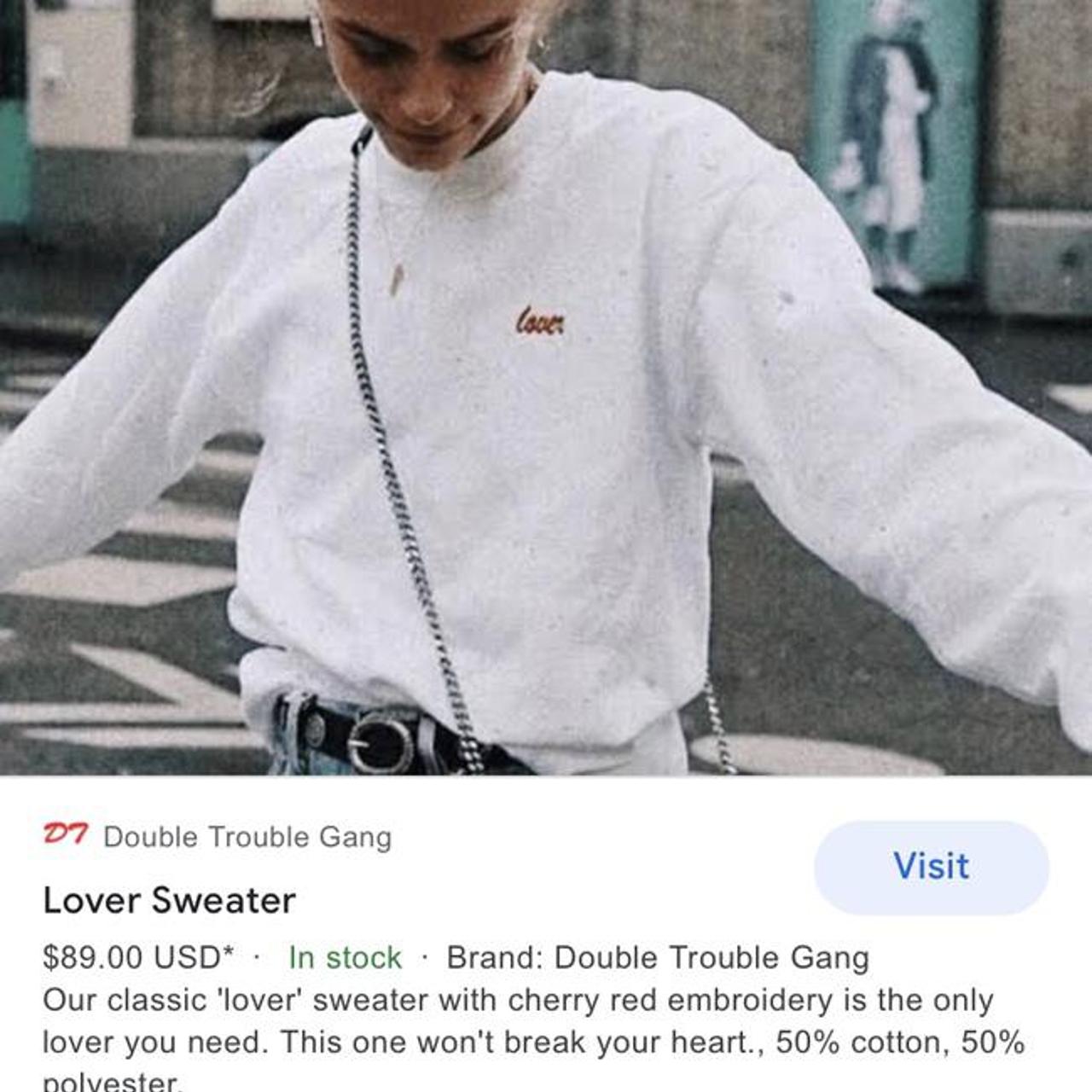 Double trouble gang LOVER sweatshirt in grey Size. Depop