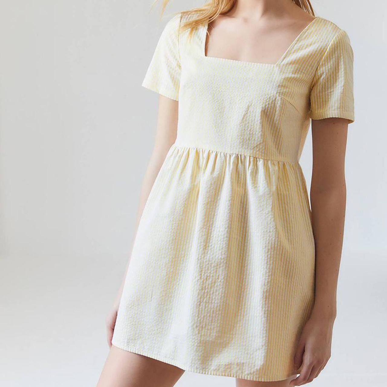 Urban Outfitters Women's White and Yellow Dress