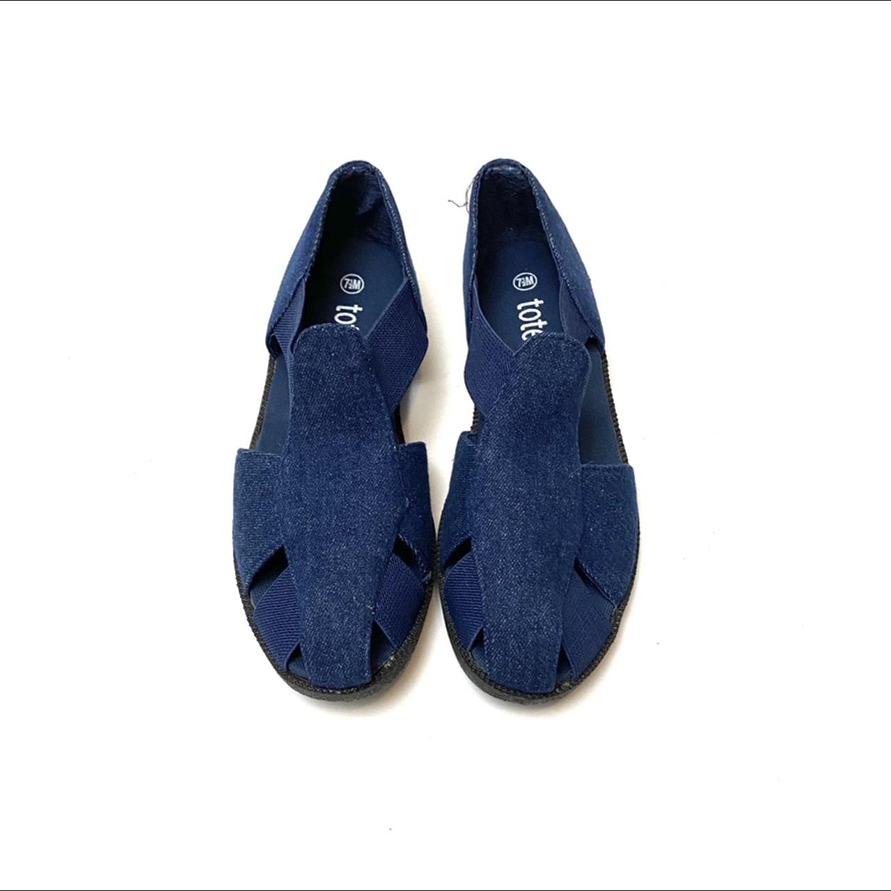 Vintage 1990s deadstock denim slip on sandals by... - Depop