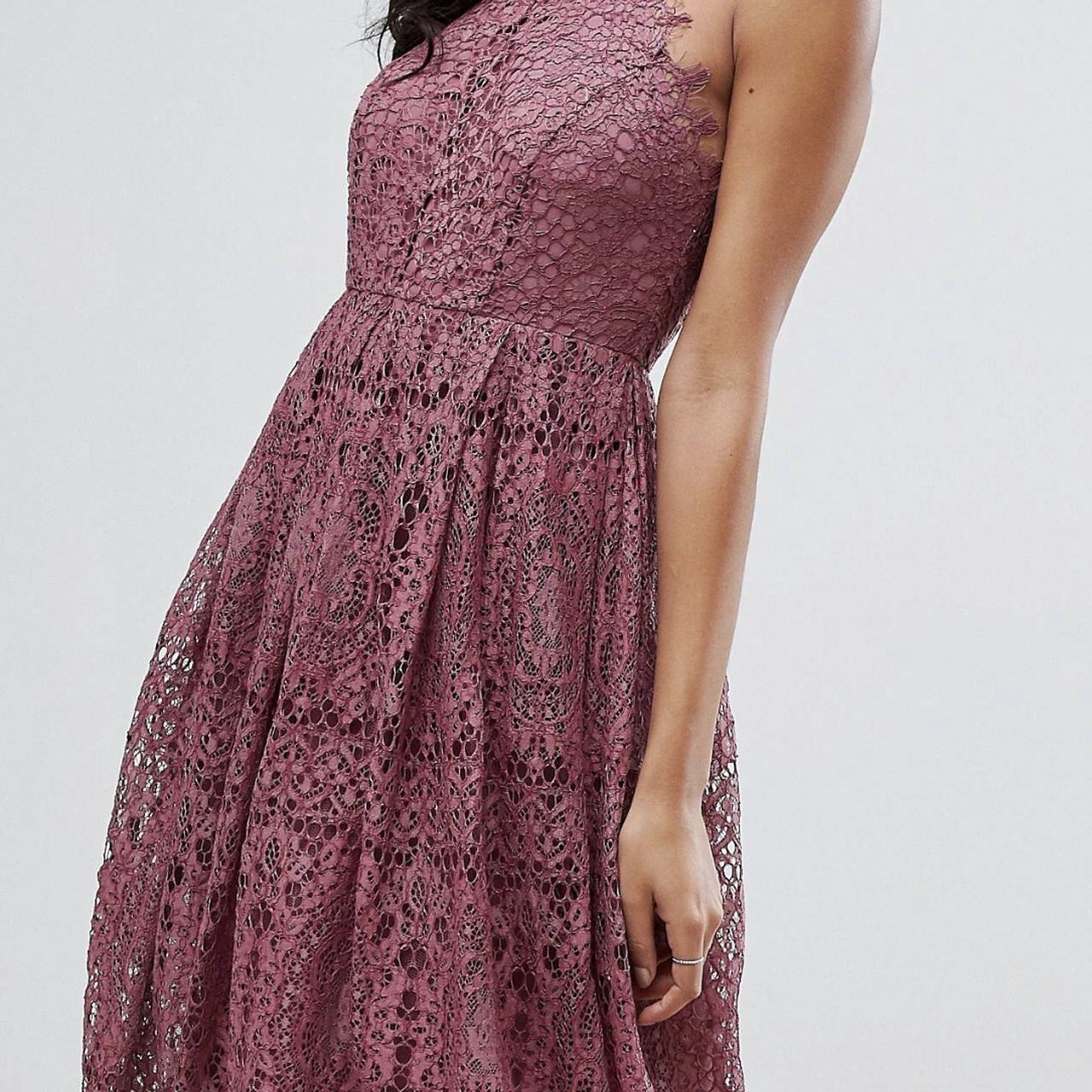 asos lace pinny scallop edge midi prom dress