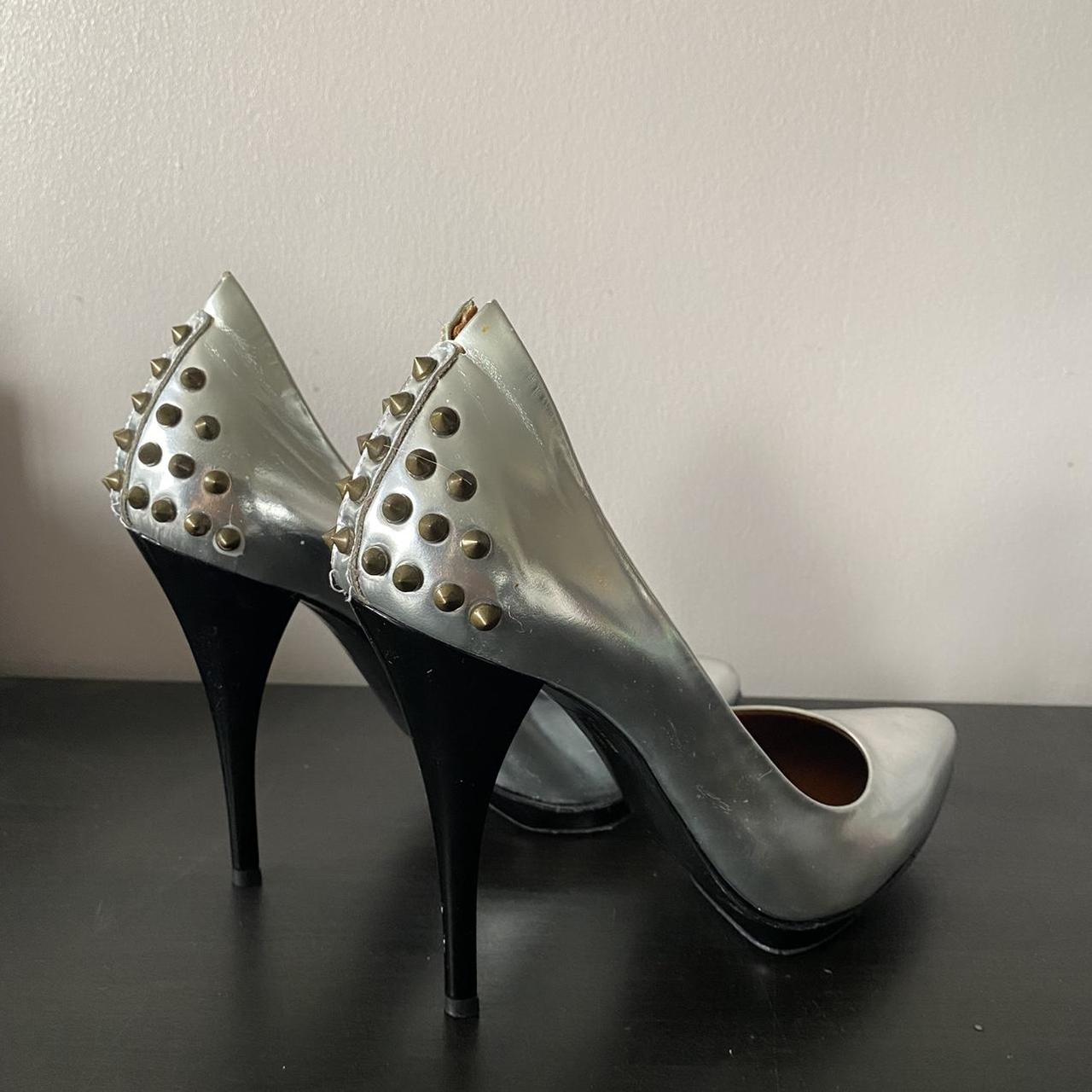 Silver studded heels online