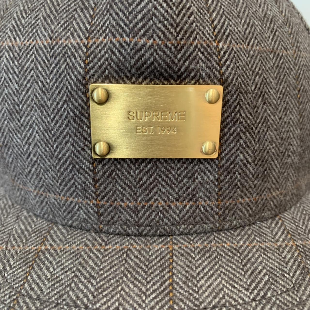 Supreme Metal Plate Hat Snapback 5 Panel Camp Brown...