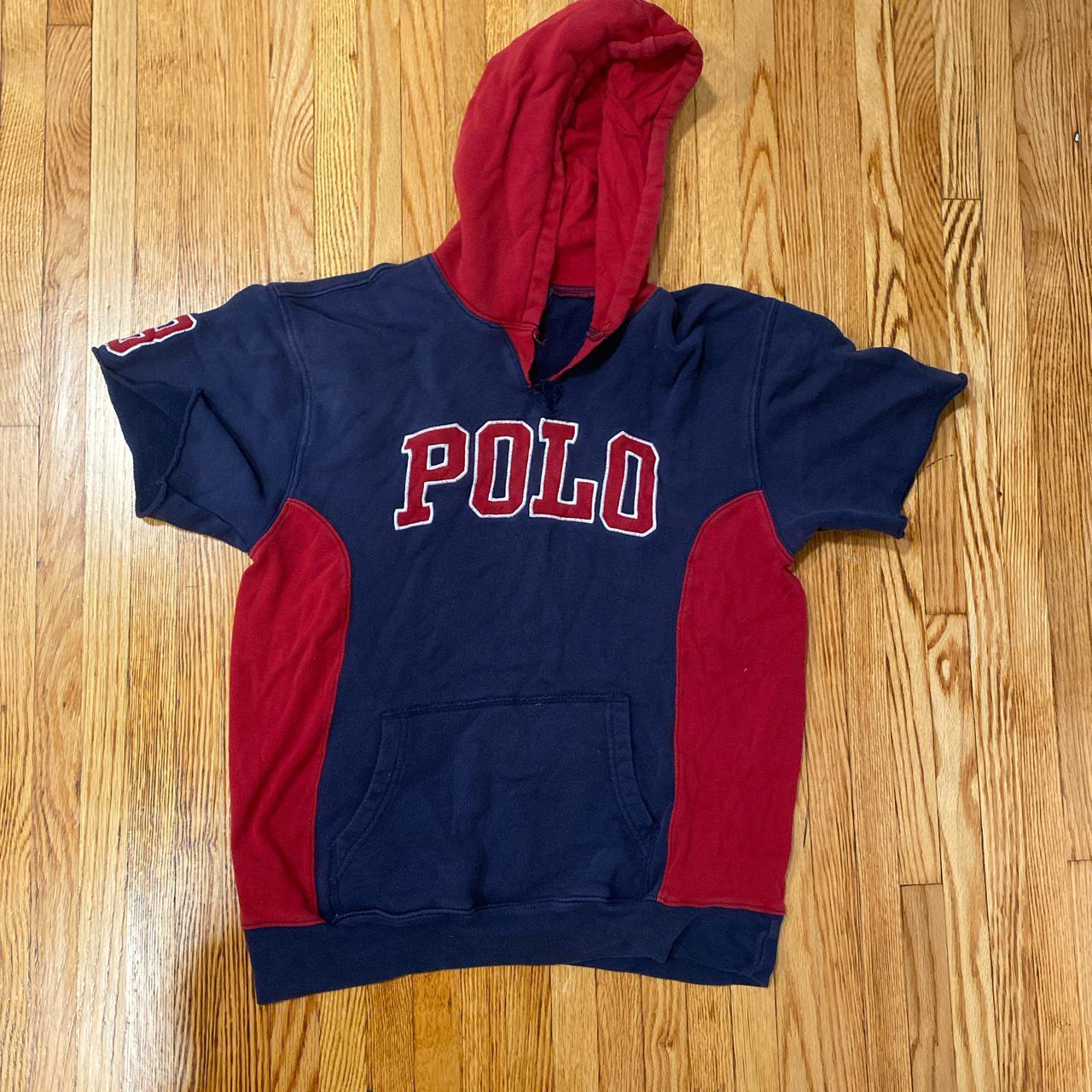 Polo red store and blue hoodie