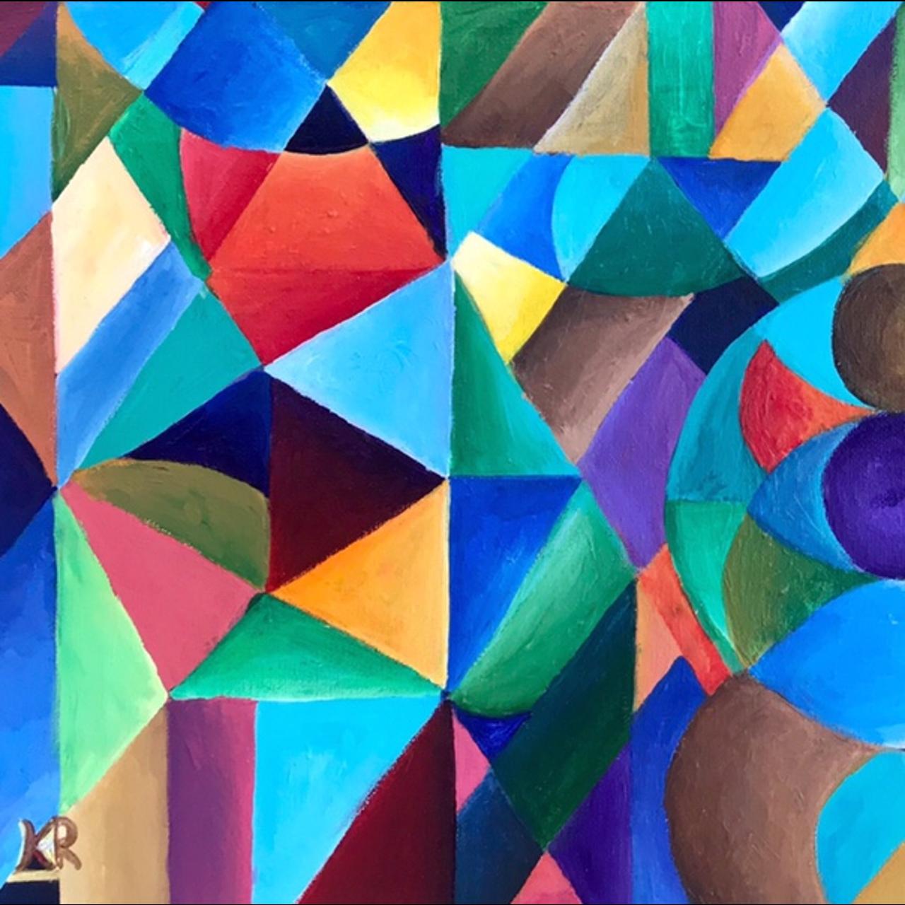 Geometric Art acrylic painting on 8 x 10 canvas by CanvasCoveArt