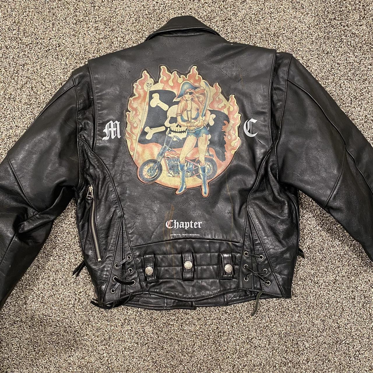 Vintage Avirex motorcycle club leather jacket... - Depop