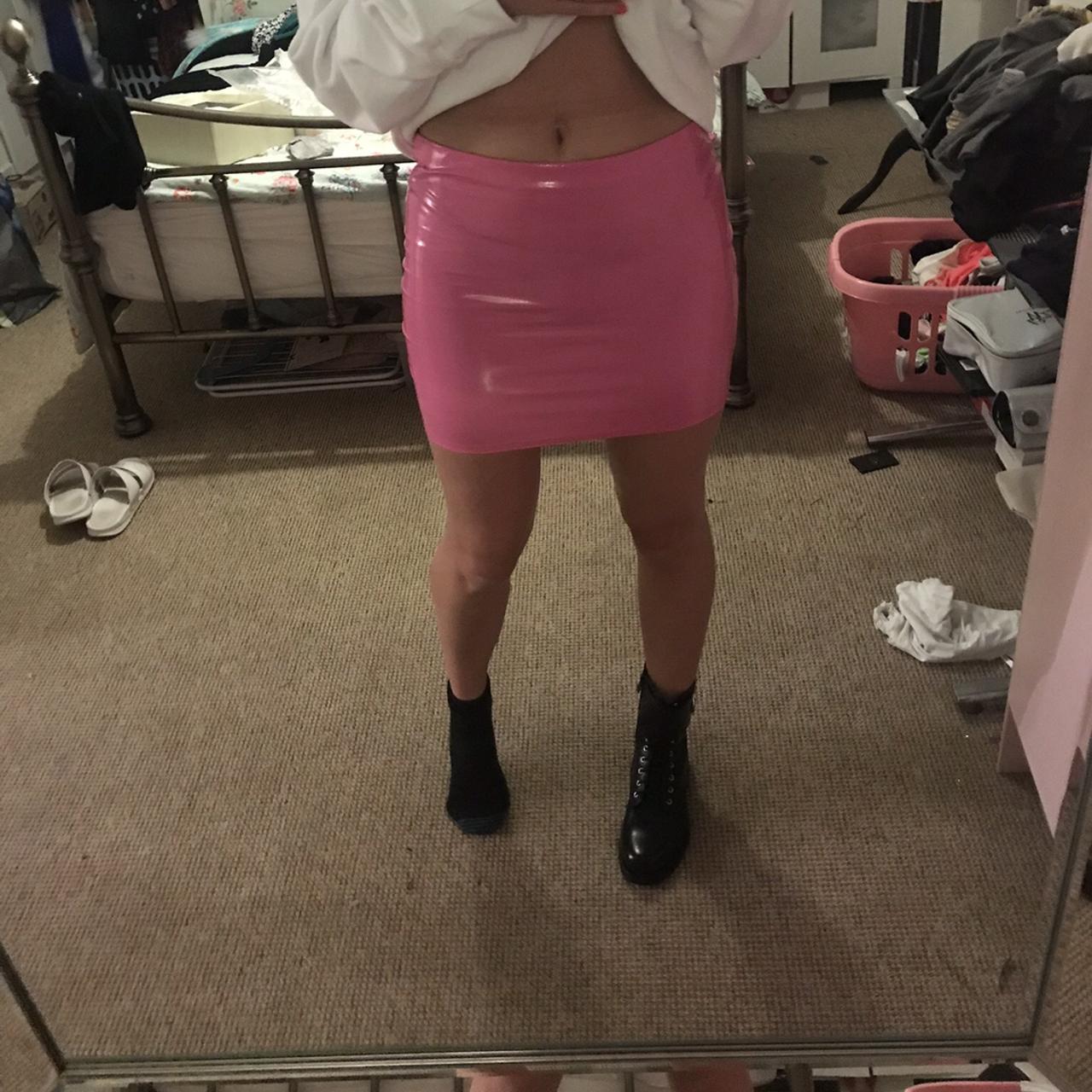 Pink vinyl hotsell skirt outfit