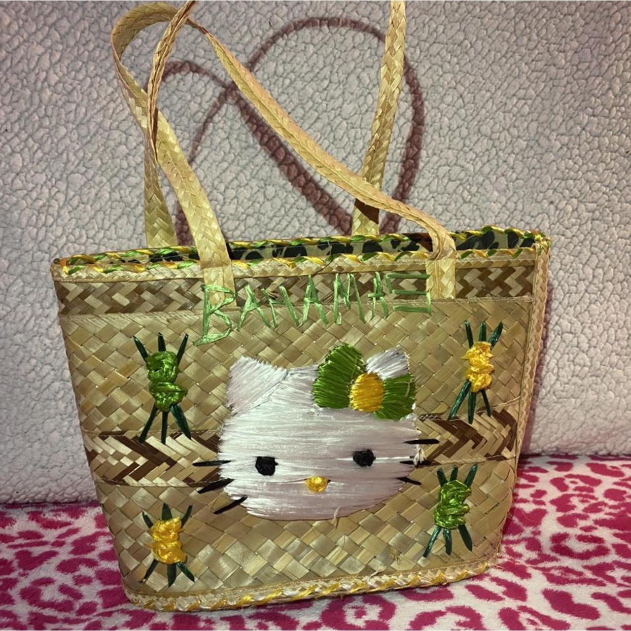 Hello kitty Bahamas labeled straw beach bag Depop
