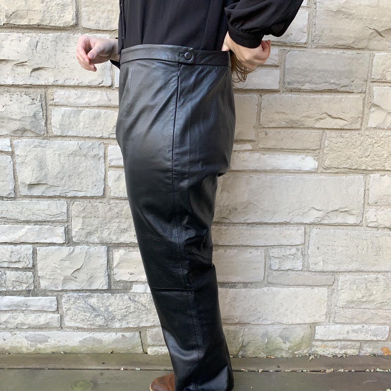 Vintage 1990 CLIO Black Leather Pants Stunning,... - Depop