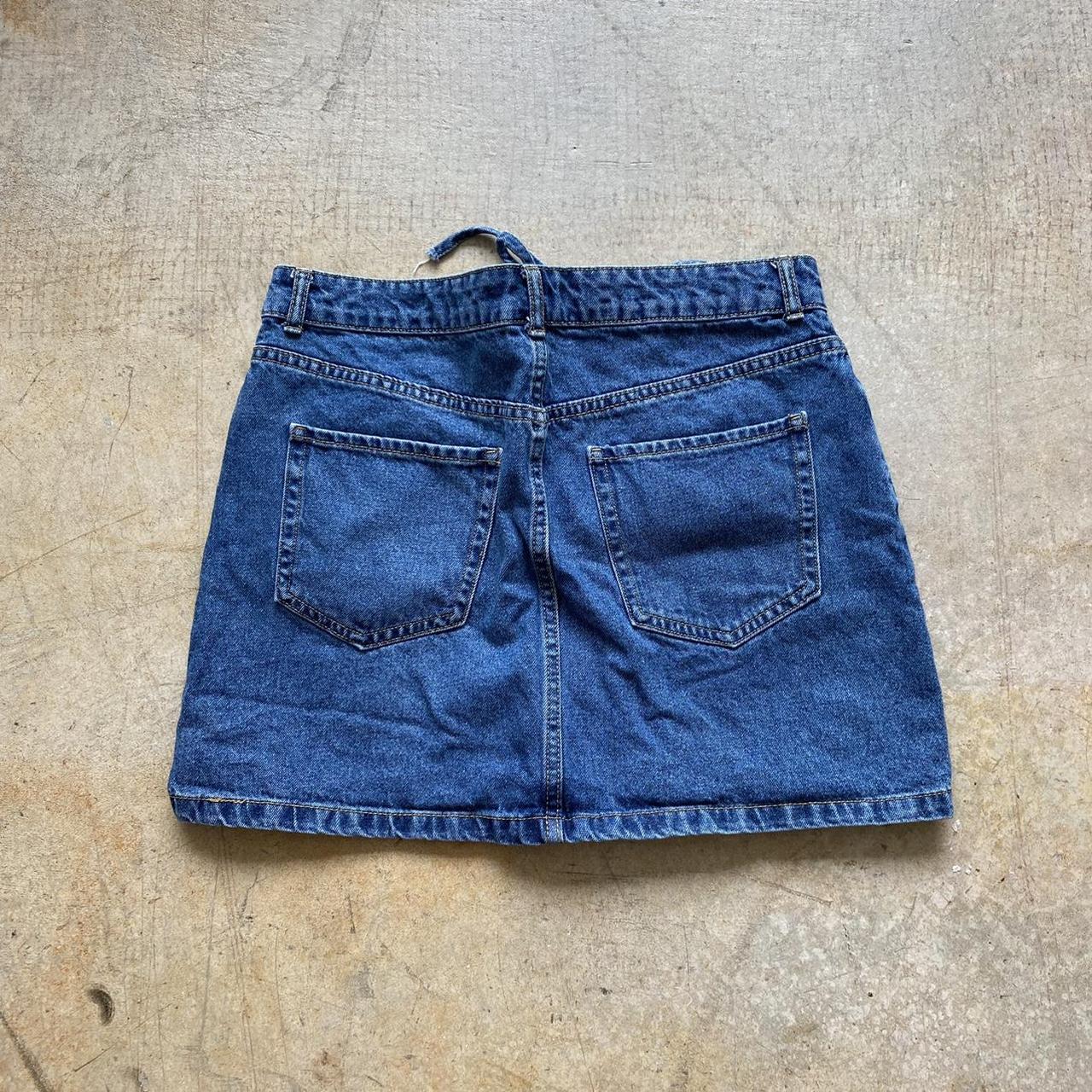Lace up front denim mini skirt Medium wash Depop
