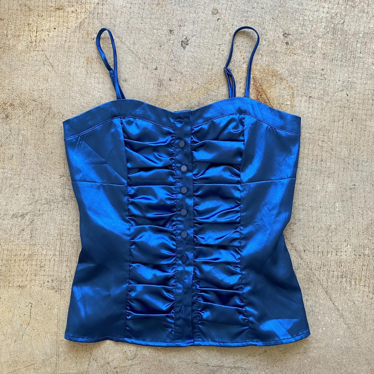 Blue corset tank top Miss Bisou blue silky corset... Depop