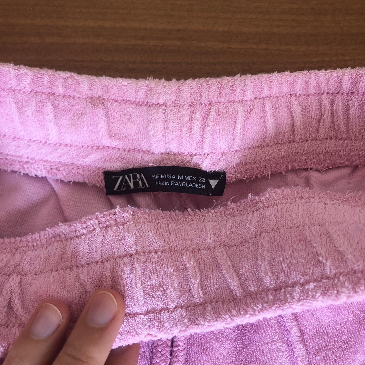 Zara pink terry towelling shorts, with drawstrings... - Depop