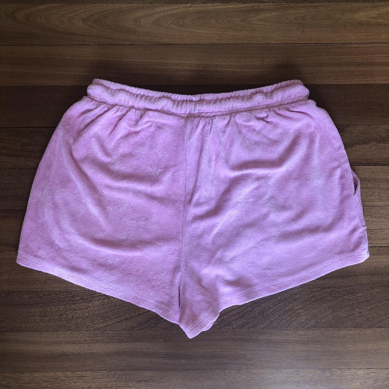 Zara pink terry towelling shorts, with drawstrings... - Depop