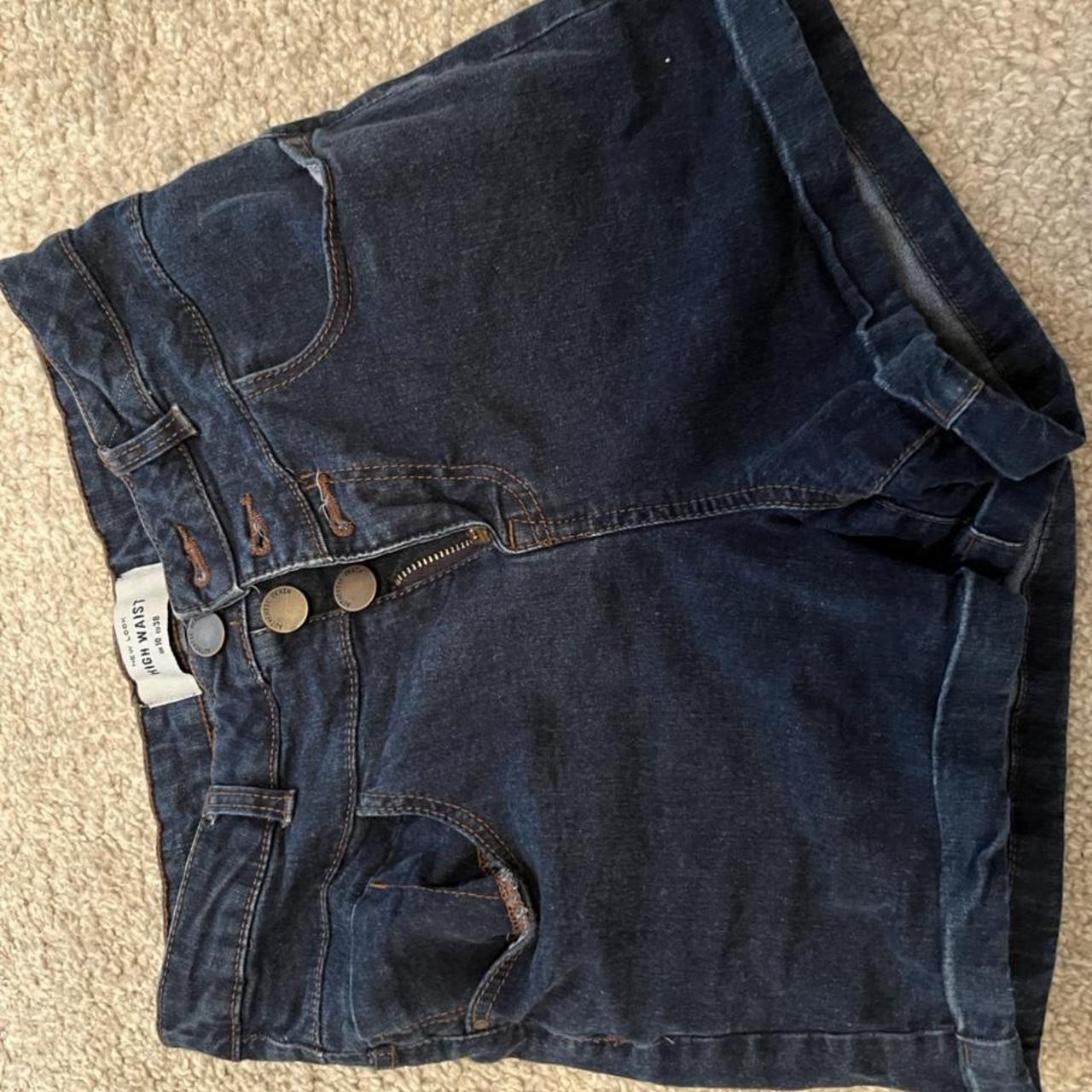 New look high waisted denim mini shorts - size 10,... - Depop