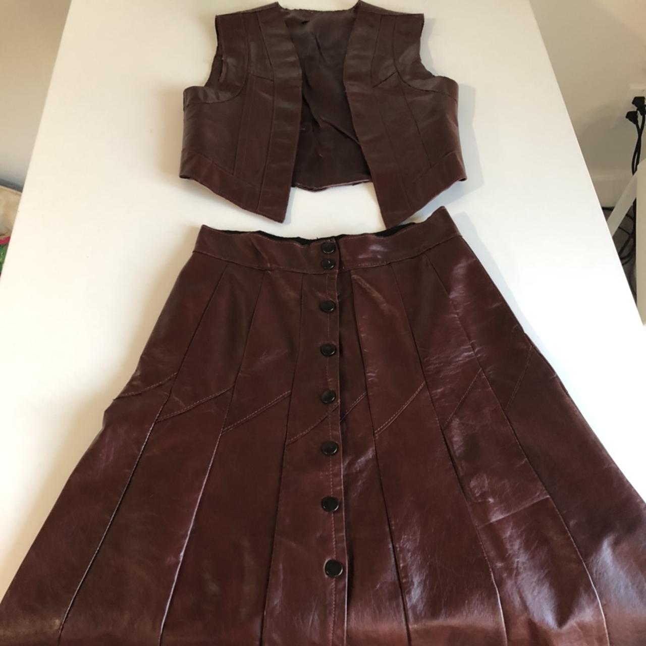 Beautiful vintage genuine leather 2-piece vest and... - Depop