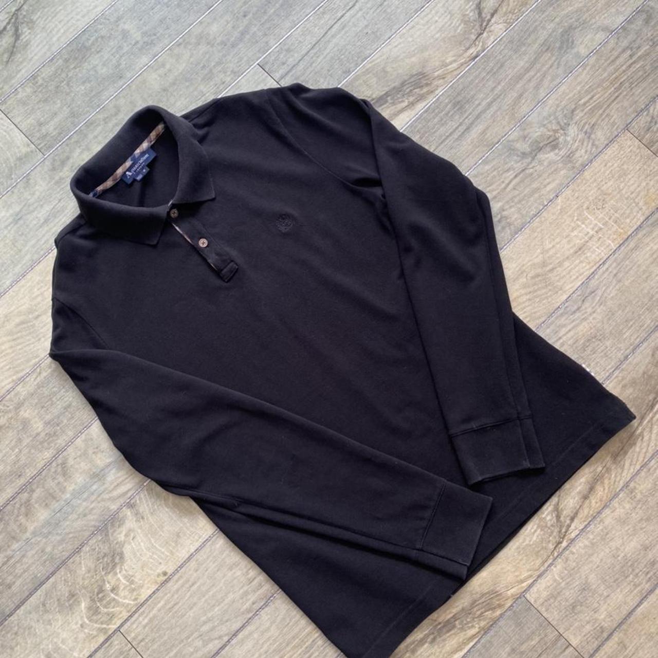 Aquascutum Long Sleeve Polo Colour = Black Fit =... - Depop