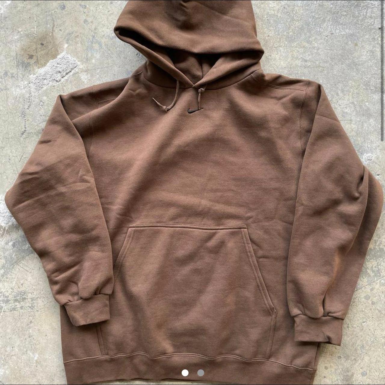 brown center swoosh nike hoodie