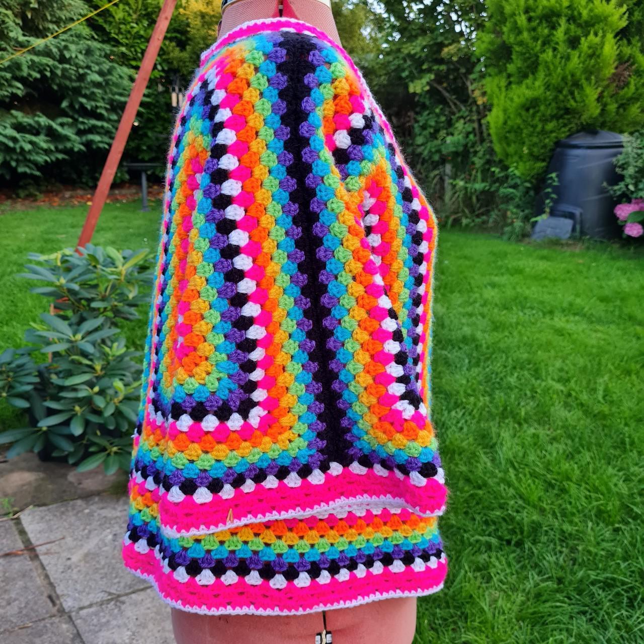 Beautiful rainbow hexagon cardigan, with pink and... Depop