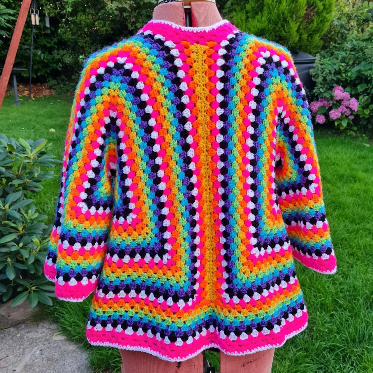Beautiful rainbow hexagon cardigan, with pink and... Depop