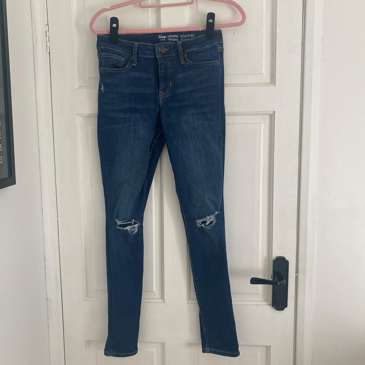 Gap ‘legging sculpted’ Jeans Dark blue with a rip on... Depop