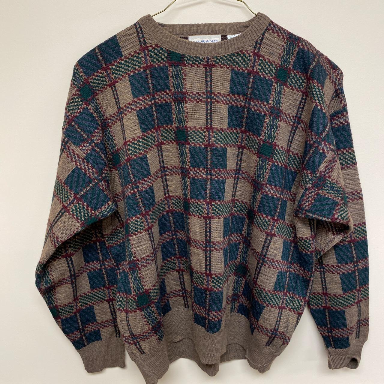 Vintage Murano made in Italy plaid sweater size large - Depop