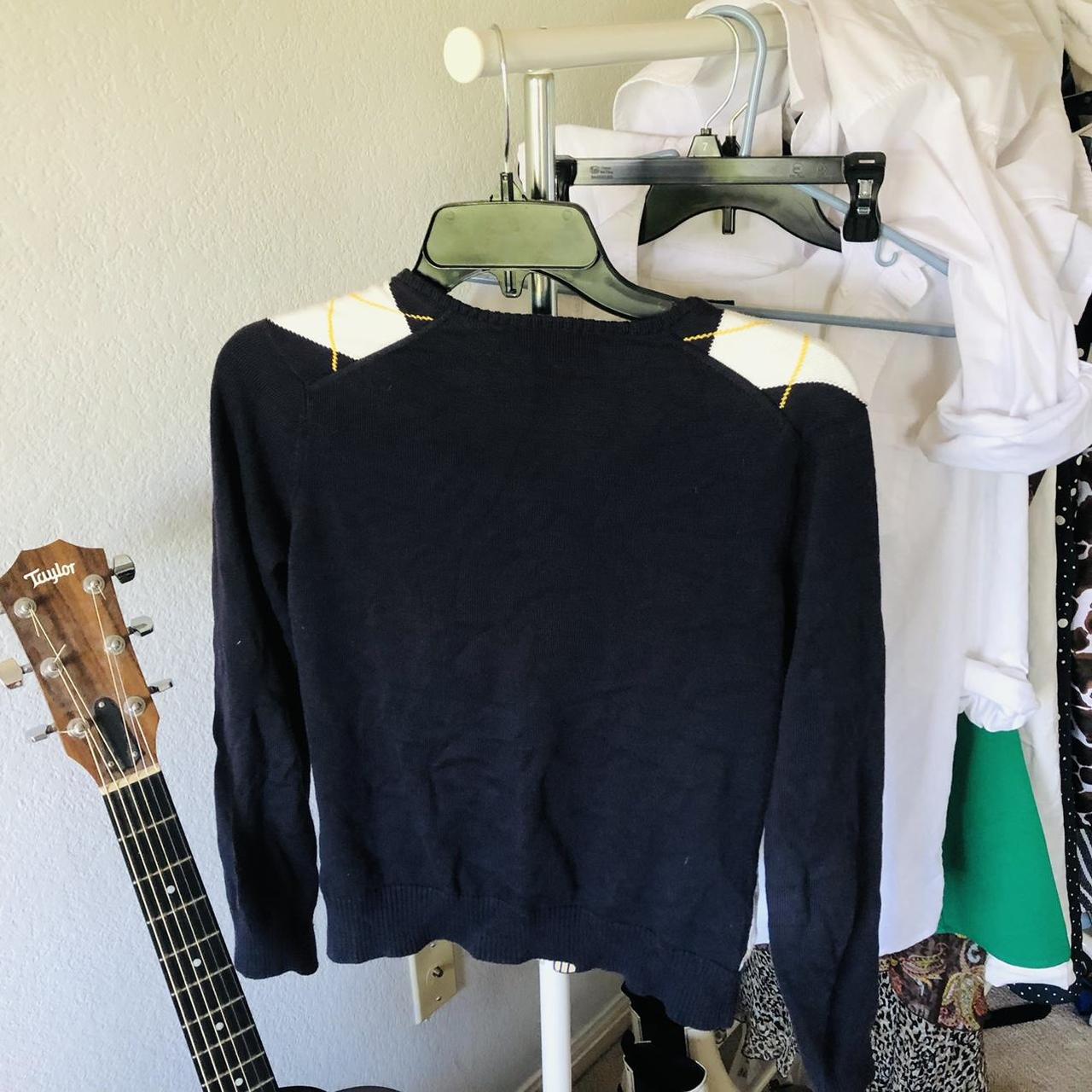 Lands' End Women's Black and Yellow Cardigan Depop