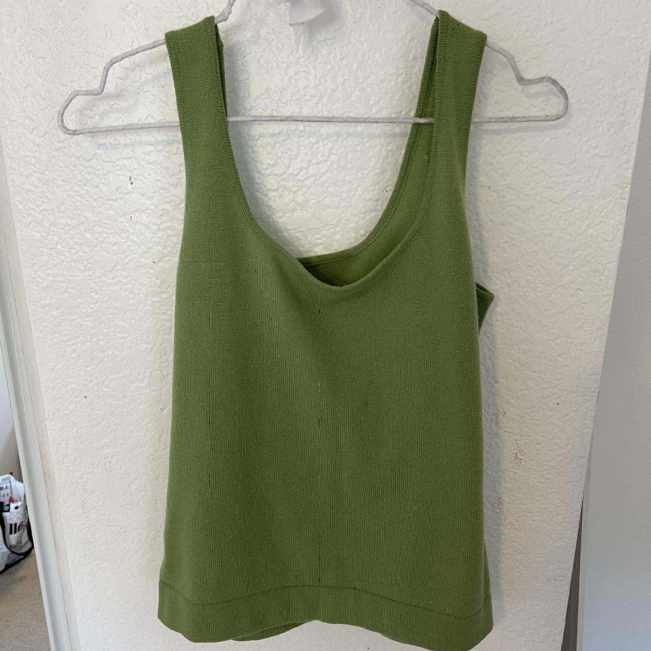 green cashmere tank top fits around size Large or... - Depop