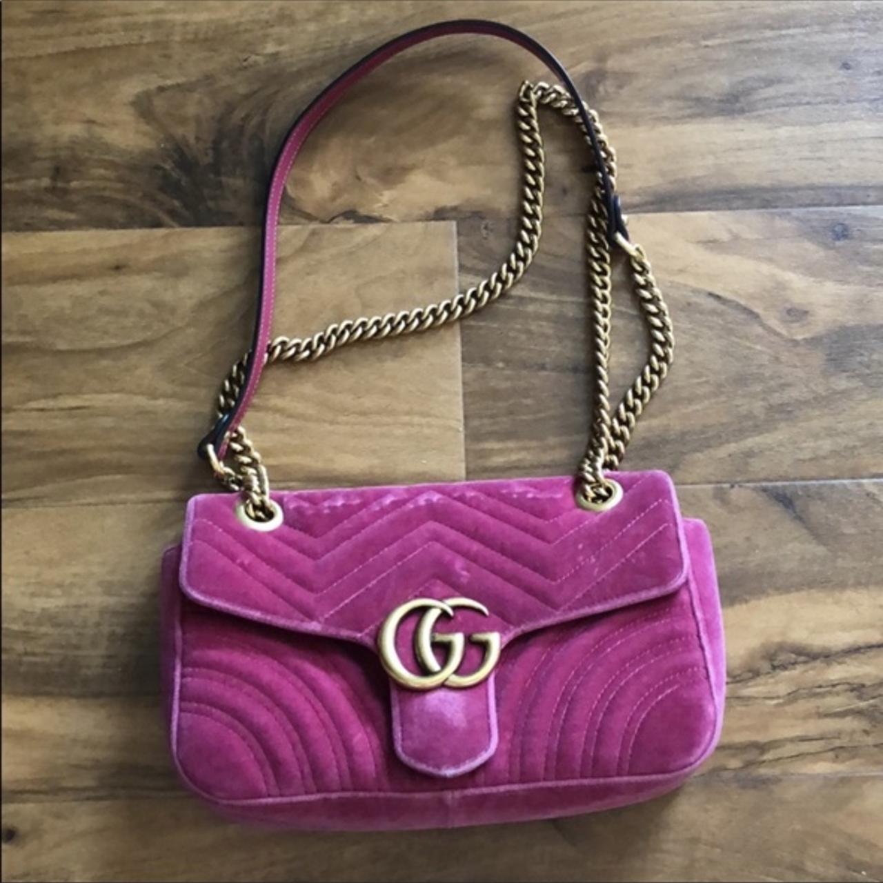 Gucci marmont fuchsia velvet bag sale