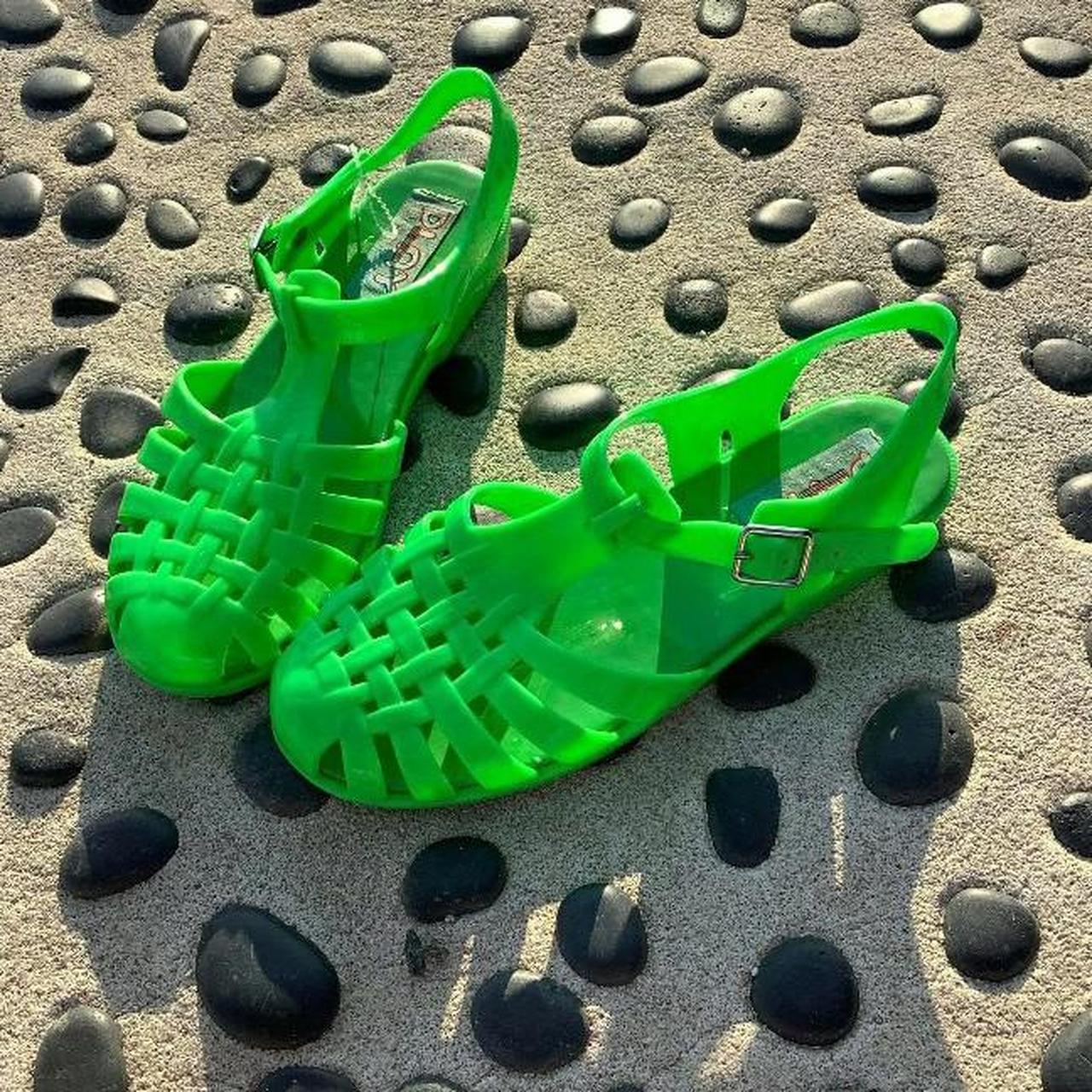 green jelly shoes